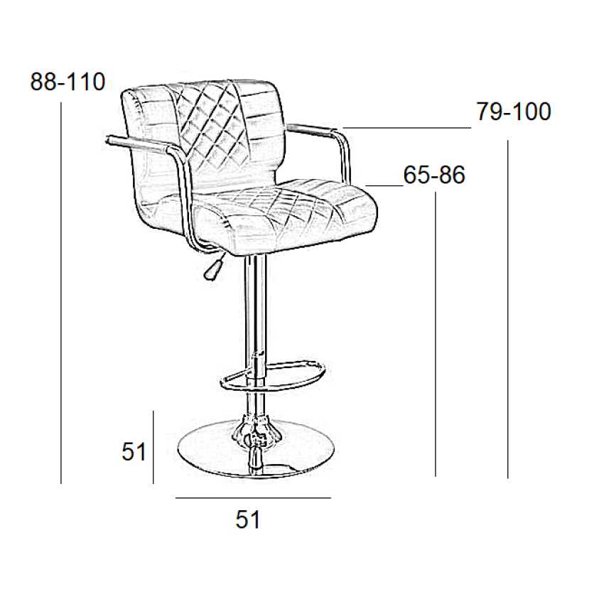 Σκαμπό Μπαρ 2τμχ Bar83 Μαύρο Pu 51x50x110εκ.