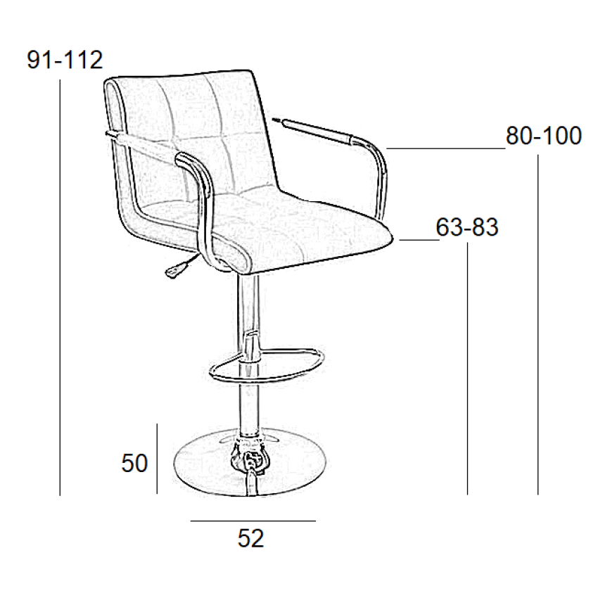 Σκαμπό Μπάρ 2τμχ Bar54 Κρέμ Pu 52x51x110εκ.