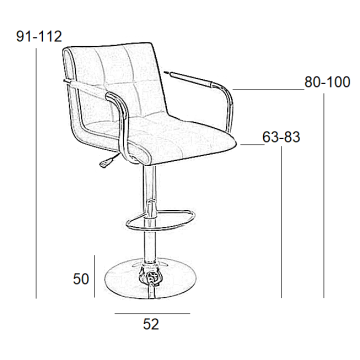 Σκαμπό Μπάρ 2τμχ Bar54 Μαύρο Pu 52x51x110εκ.