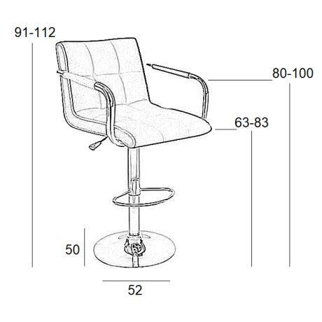 Σκαμπό Μπάρ 2τμχ Bar54 Μαύρο Pu 52x51x110εκ.