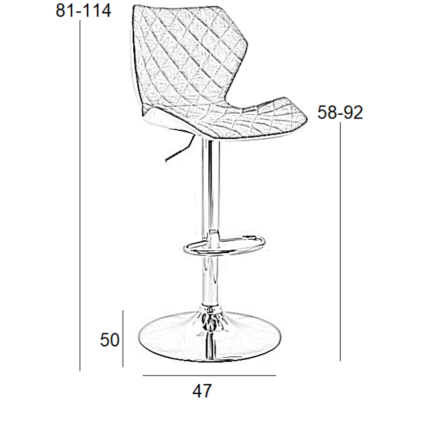 Σκαμπό Μπάρ 2τμχ Bar90 Μαύρο Ύφασμα 47x50x115εκ.