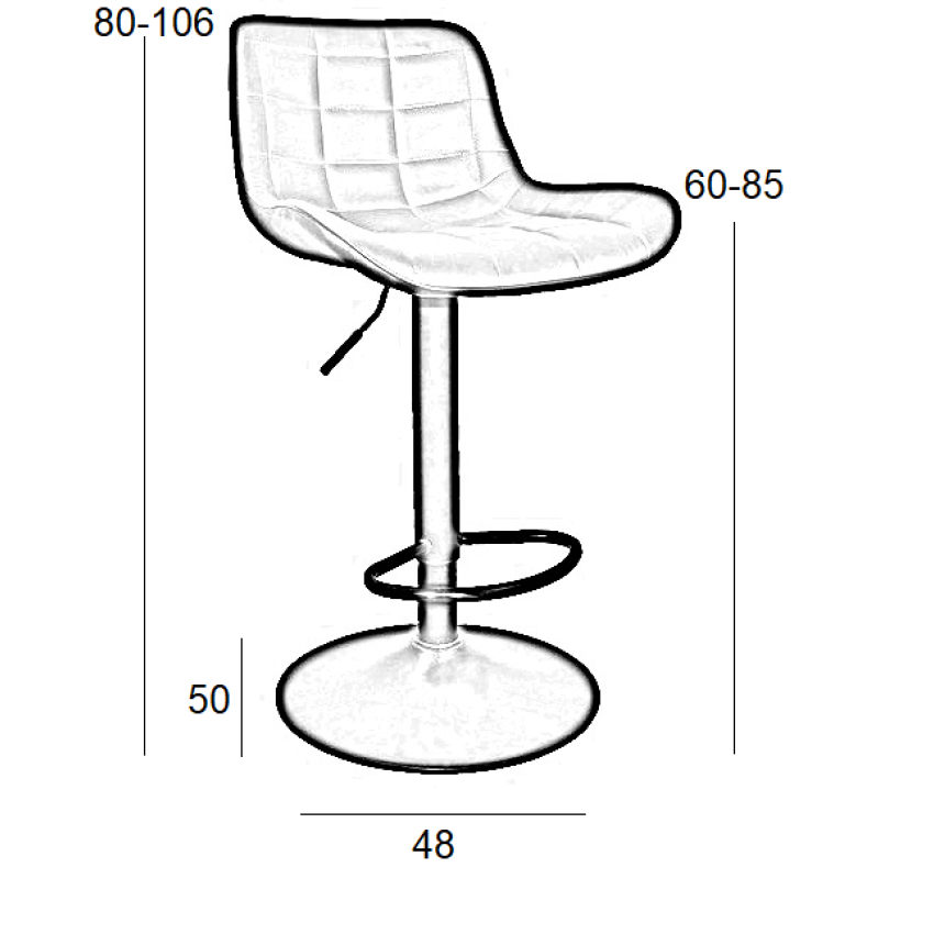 Σκαμπό Μπάρ 2τμχ Bar94 Grey Pu 48x50x107.5εκ.