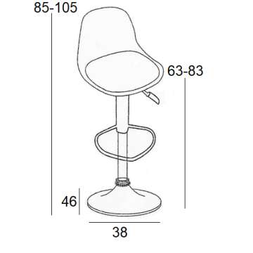 Σκαμπό Μπάρ 2τμχ Bar88 Μαύρο Γκρί Ύφασμα 38x46x105εκ.
