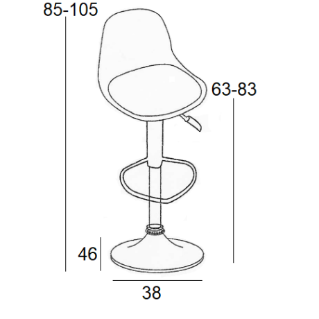 Σκαμπό Μπάρ 2τμχ Bar88 Μαύρο Γκρί Ύφασμα 38x46x105εκ.