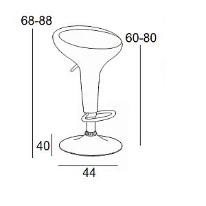 Σκαμπό Μπάρ 2τμχ Bar1 Λευκό Abs 44x38x88εκ.