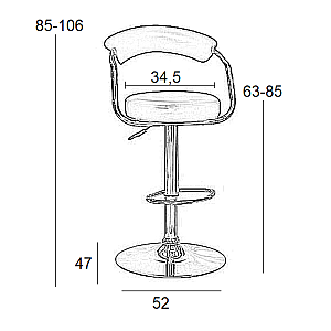 Σκαμπό Μπάρ 2τμχ Bar11 Μαύρο Pu Pvc 53x53x104εκ.