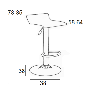 Σκαμπό Μπάρ 2τμχ Bar3 Μαύρο Pvc 38x38x85εκ.