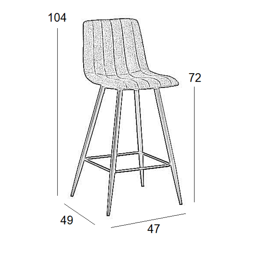 Σκαμπό Μπάρ 4τμχ Nero Off White Ύφασμα 41x46x73/100εκ.