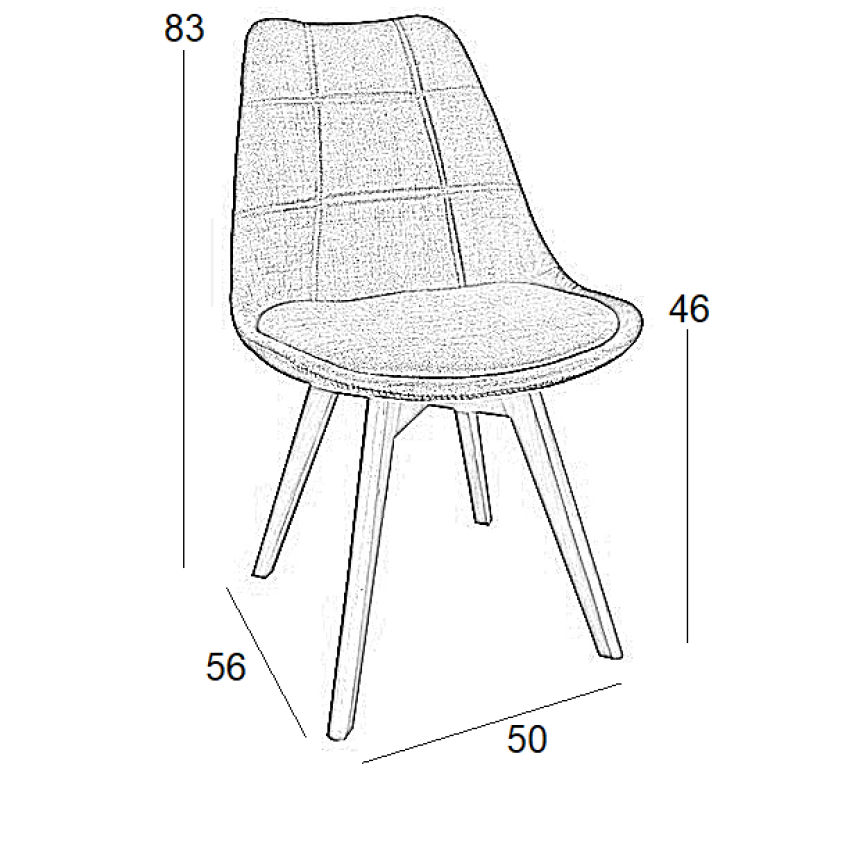 Καρέκλα Τραπεζαρίας Ξύλινη 4τμχ Bianca Beige Ύφασμα 49x53x82εκ.