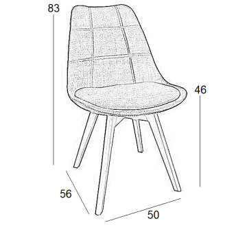 Καρέκλα Τραπεζαρίας Ξύλινη 4τμχ Bianca Black Ύφασμα 49x53x82εκ.