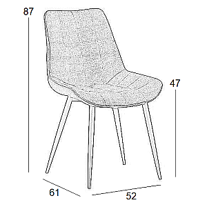 Καρέκλα Τραπεζαρίας Μεταλλική 4τμχ Denis Grey Ύφασμα 53x60x87εκ.