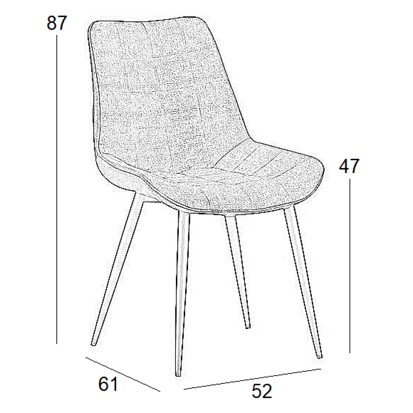 Καρέκλα Τραπεζαρίας Μεταλλική 4τμχ Denis Black Ύφασμα 53x60x87εκ.