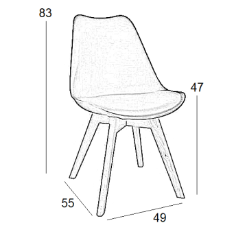 Καρέκλα Τραπεζαρίας Ξύλινη 4τμχ Billy Black Ύφασμα 48x55x82εκ.