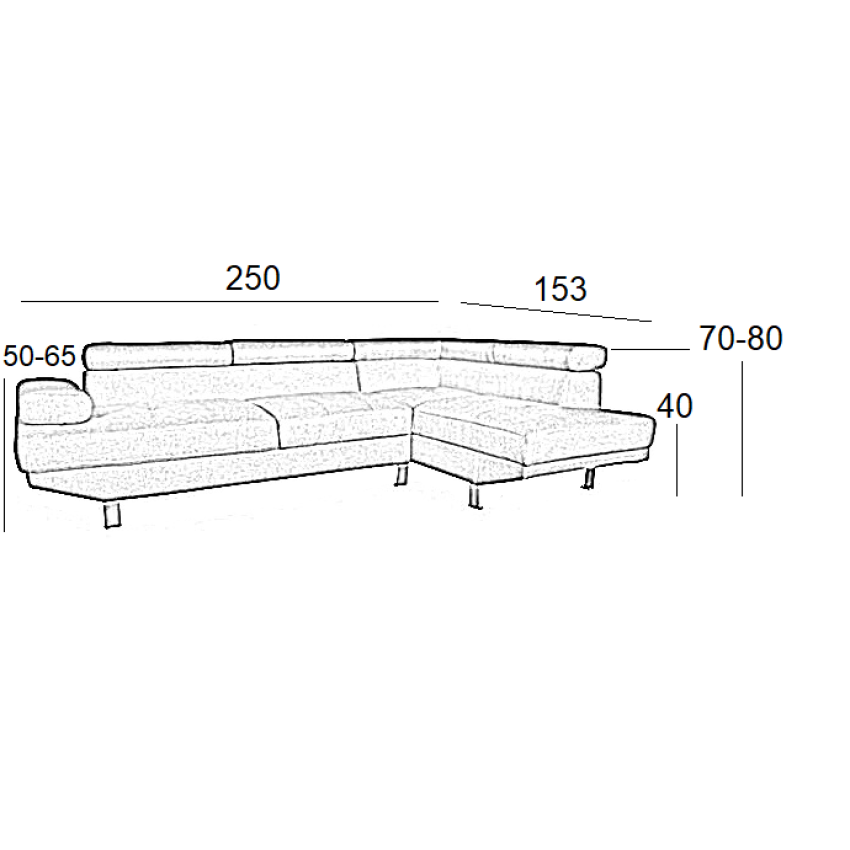 Καναπές CORNER GREY Υφασμα Αριστερή Γωνία 250X153εκ.