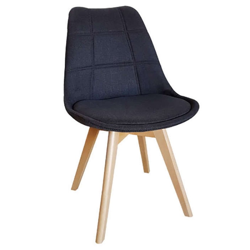 Καρέκλα Τραπεζαρίας Ξύλινη 4τμχ Bianca Black Ύφασμα 49x53x82εκ. Καρέκλα Τραπεζαρίας Ξύλινη 4τμχ Bianca Black Ύφασμα 49x53x82εκ.