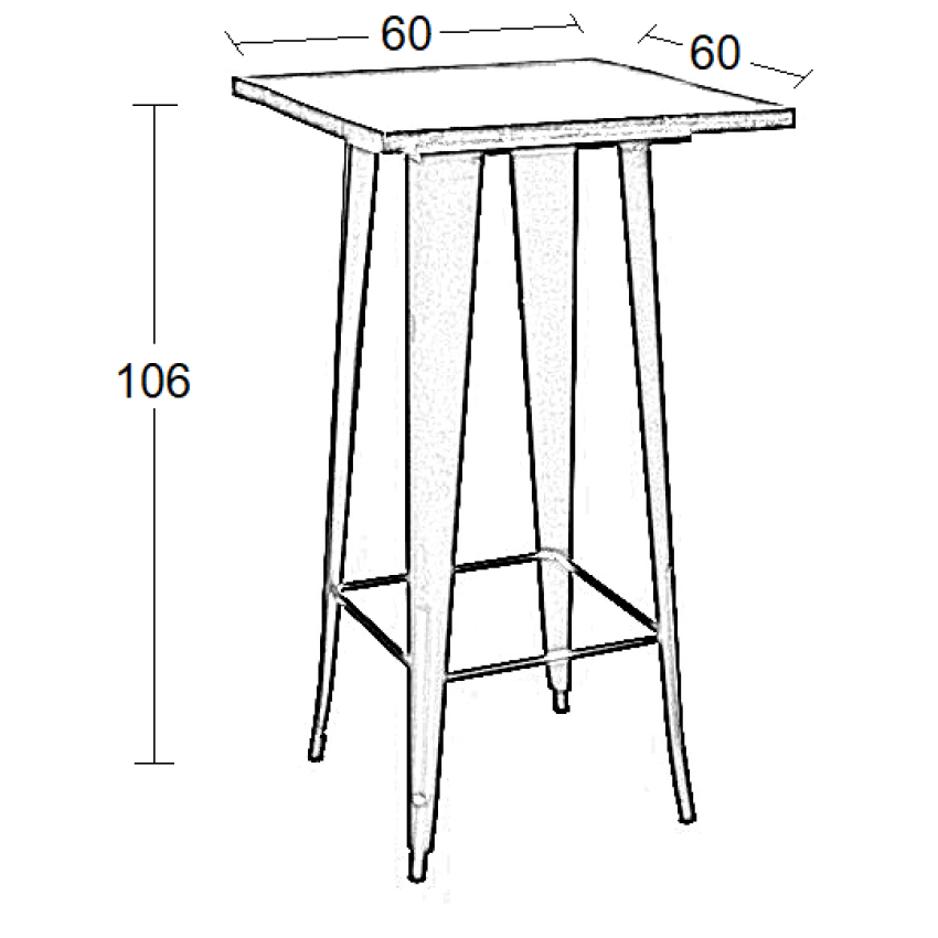 TEXAS ΜΠΑΡ ΜΑΥΡΟ ΜΑΤ ΤΡΑΠ. 60Χ60Χ103εκ.WOOD TOP