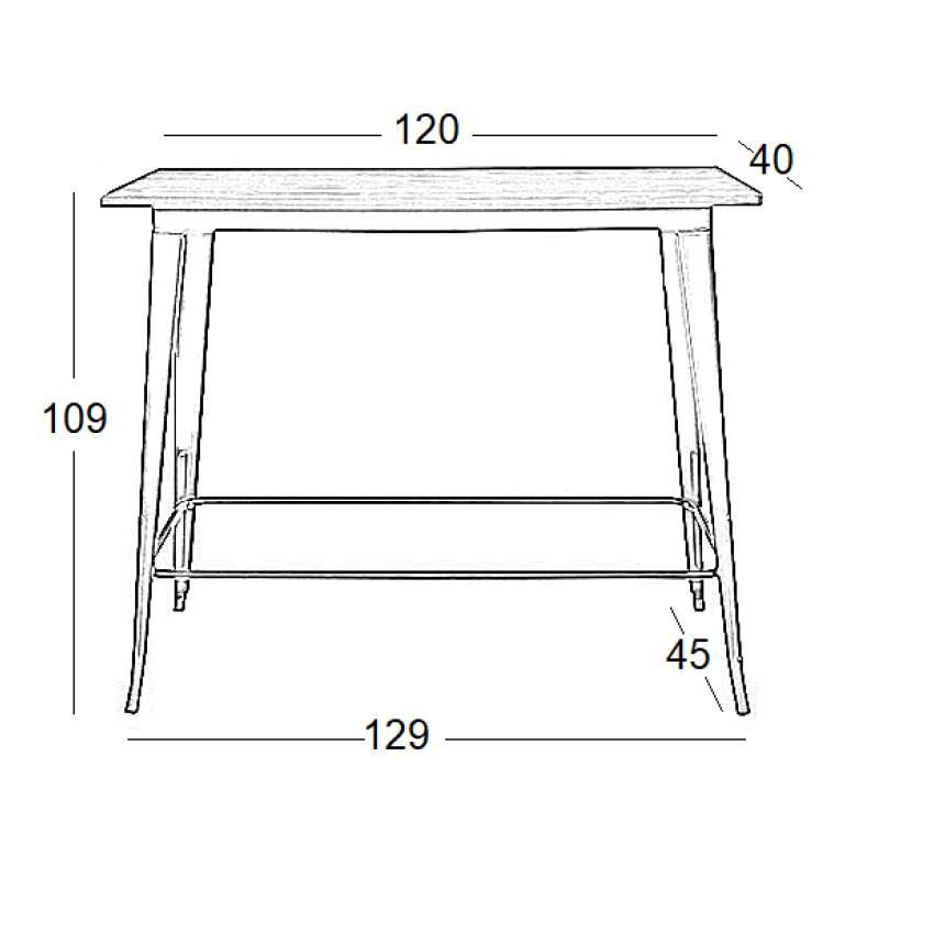 TEXAS ΜΠΑΡ ΜΑΥΡΟ ΜΑΤ ΤΡΑΠΕΖΙ 120Χ40Χ103εκ.ΜΕΤΑΛΛΟ/ΞΥΛΟ