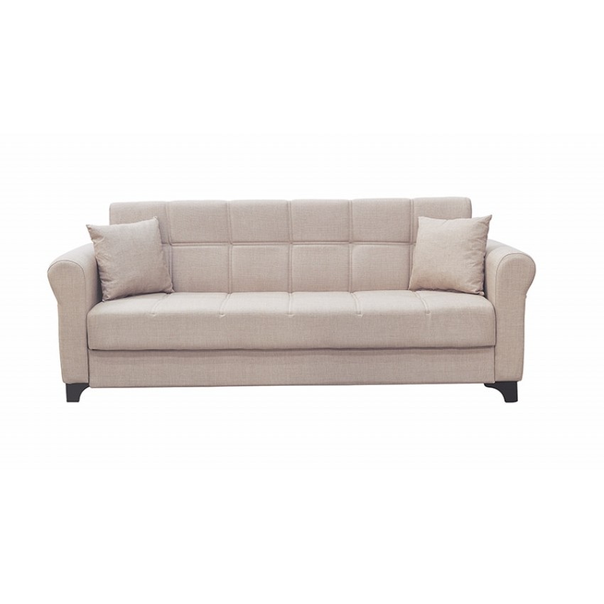 AZUR LIGHT BROWN ΥΦΑΣΜΑ 3ΘΕΣΙΟΣ ΚΑΝΑΠΕΣ/ΚΡΕΒΑΤΙ ΜΕ ΑΠΟΘ.ΧΩΡΟ 210X80X75εκ.