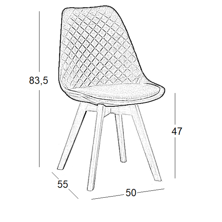 Καρέκλα Τραπεζαρίας Ξύλινη 4τμχ Bianca S Grey Ύφασμα 50x56x84εκ.