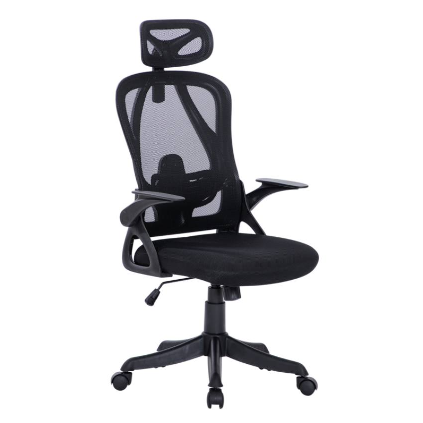 A8982 ΜΑΥΡO MESH ΠΟΛΥΘΡΟΝΑ ΓΡΑΦΕΙΟΥ 58X64X120/130εκ.