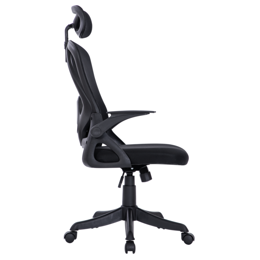 A8982 ΜΑΥΡO MESH ΠΟΛΥΘΡΟΝΑ ΓΡΑΦΕΙΟΥ 58X64X120/130εκ.