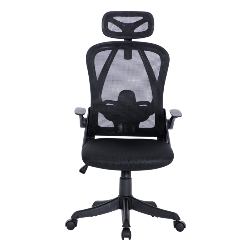 A8982 ΜΑΥΡO MESH ΠΟΛΥΘΡΟΝΑ ΓΡΑΦΕΙΟΥ 58X64X120/130εκ.