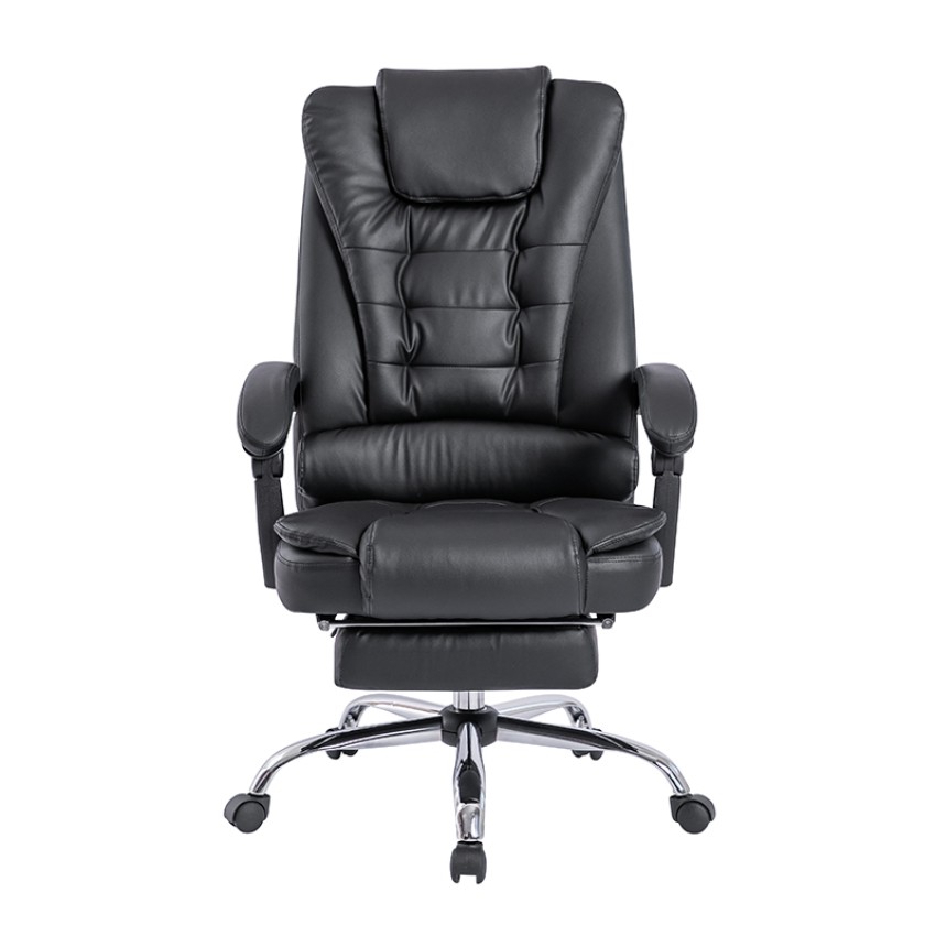 Πολυθρόνα Εργασίας Μαύρη με Υποπόδιο 66x69x118