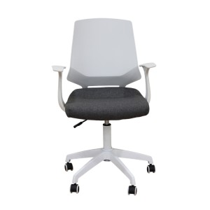 Πολυθρόνα Γραφείου A1150-W με Λευκή Πλάτη και Γκρι Υφασμάτινη Έδρα - Minimal Σχεδιασμός