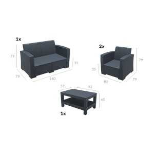 MONACO DARK GREY ΣΕΤ 2ΘΕΣ.ΚΑΝΑΠΕ ΜΕ ΜΑΞ. ΠΟΛ/ΝΙΟΥ