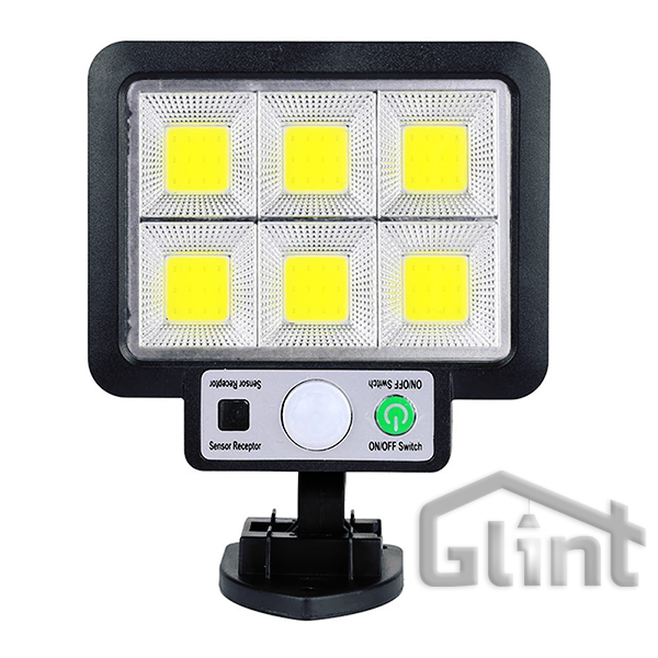 Glint Προβολέας Ηλιακό Solar 72Cob Led Φωτιστικό Εξωτερικού Χώρου Αδιάβροχο ΙP 65 Dimmable με Αισθητήρα Κίνηση