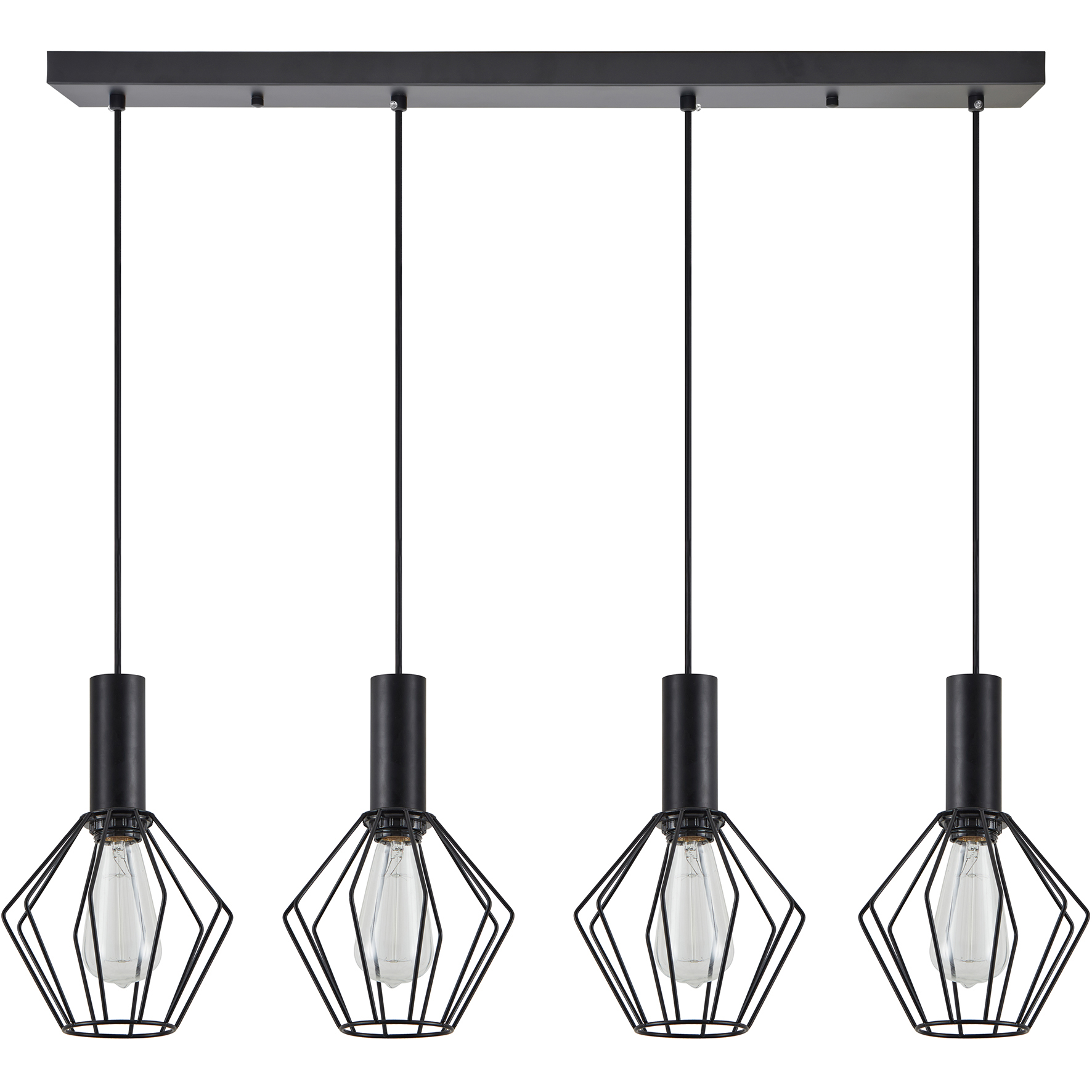 Se21-Bl-4-4Bl-Gr1 Adept Tube Black Κρεμαστό Φωτιστικό Black Metal Grid