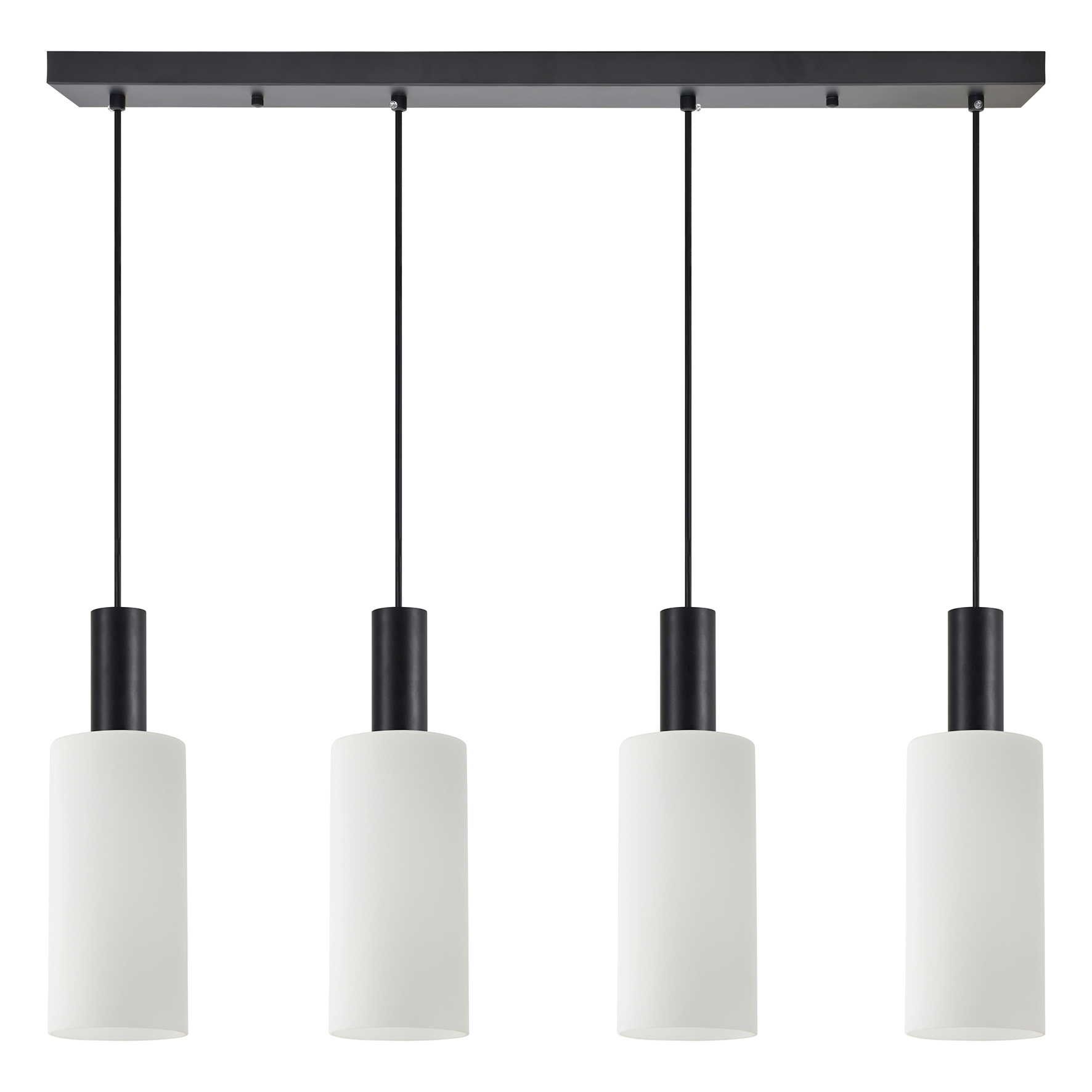 Se21-Bl-4-4Bl-Gl3 Adept Tube Black Κρεμαστό Φωτιστικό White Glass