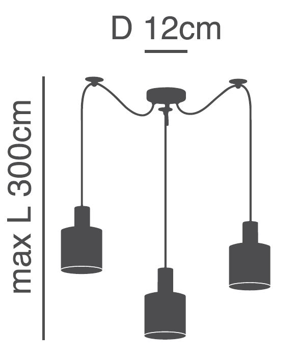 Se21-Bl-4-Bl3-Sh3 Adept Tube Black Κρεμαστό Φωτιστικό Brown Fabric Shade