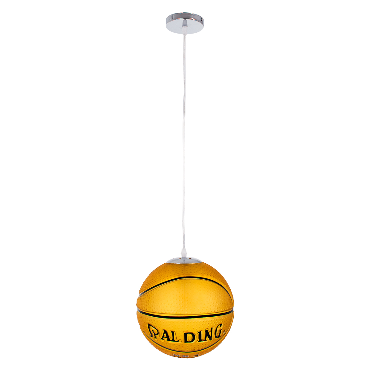 Spalding Nba Glint®  Κρεμαστό Παιδικό Φωτιστικό Οροφής Μονόφωτο 1 X E27 Πορτοκαλί Γυάλινο Φ25 X Υ25Cm