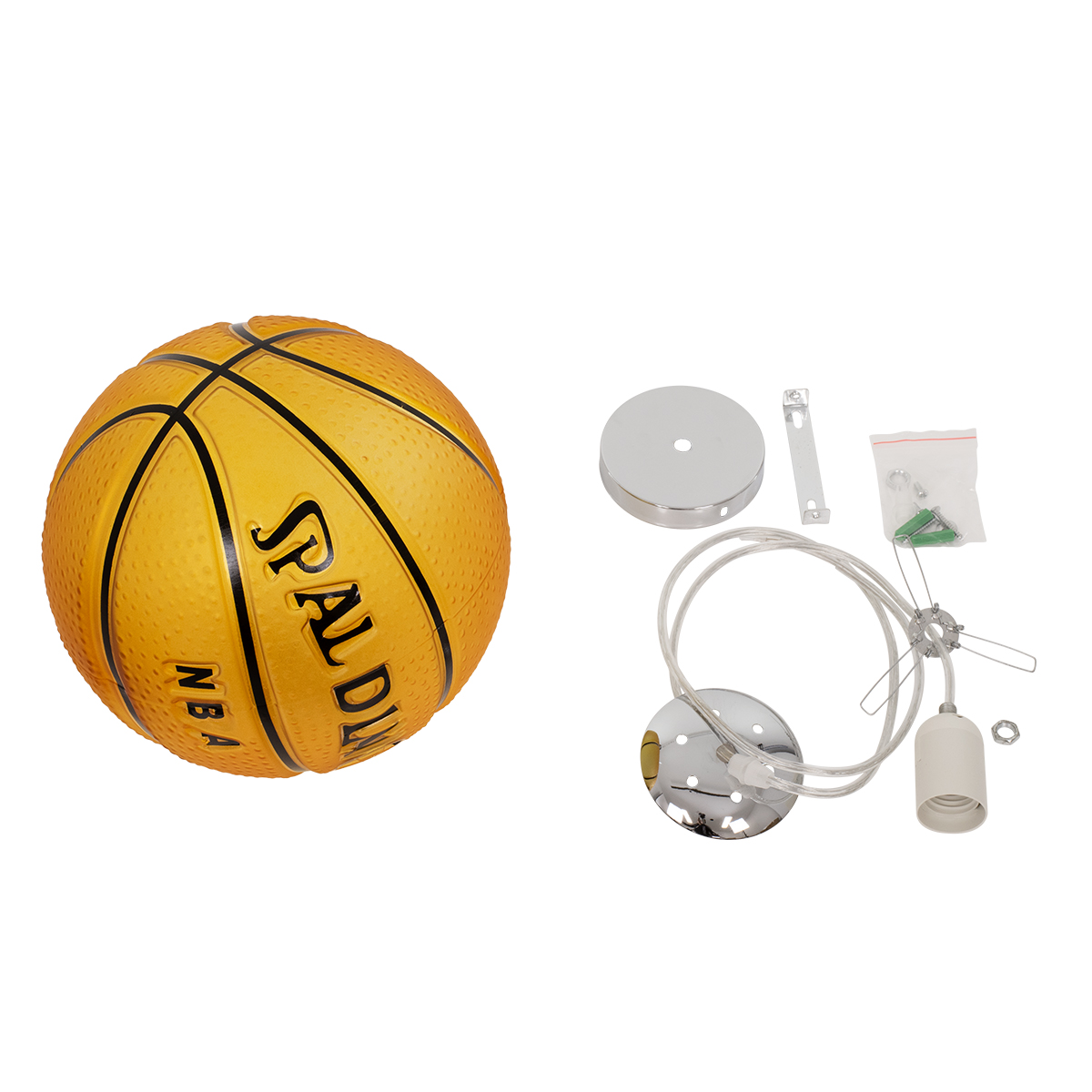 Spalding Nba Glint®  Κρεμαστό Παιδικό Φωτιστικό Οροφής Μονόφωτο 1 X E27 Πορτοκαλί Γυάλινο Φ25 X Υ25Cm