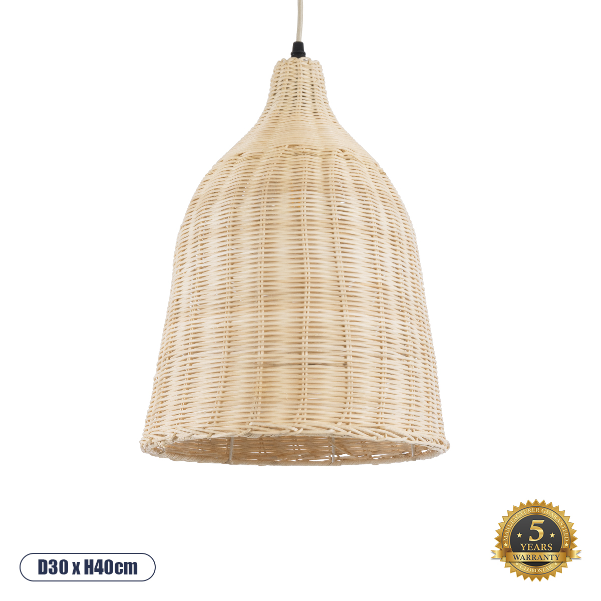 Bamboo Glint® Κρεμαστό Φωτιστικό σε Μπεζ 1 X E27 - Φ30 X Υ47Cm