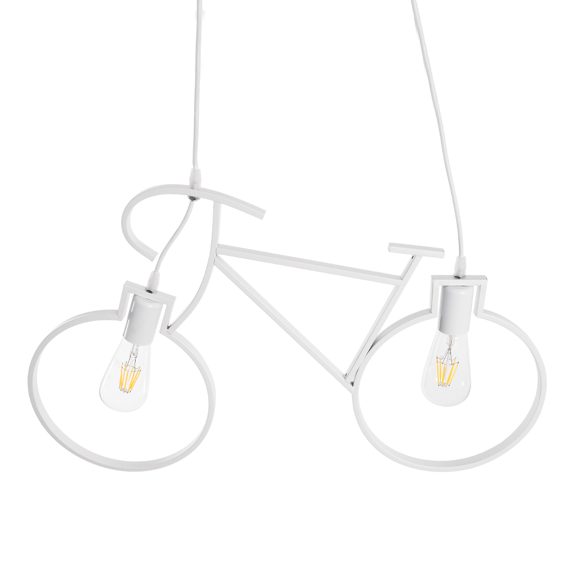 Bike White Glint® Vintage Κρεμαστό Φωτιστικό Οροφής Δίφωτο 2 X E27 Λευκό Μεταλλικό Μ67 X Π1.5 X Υ41Cm