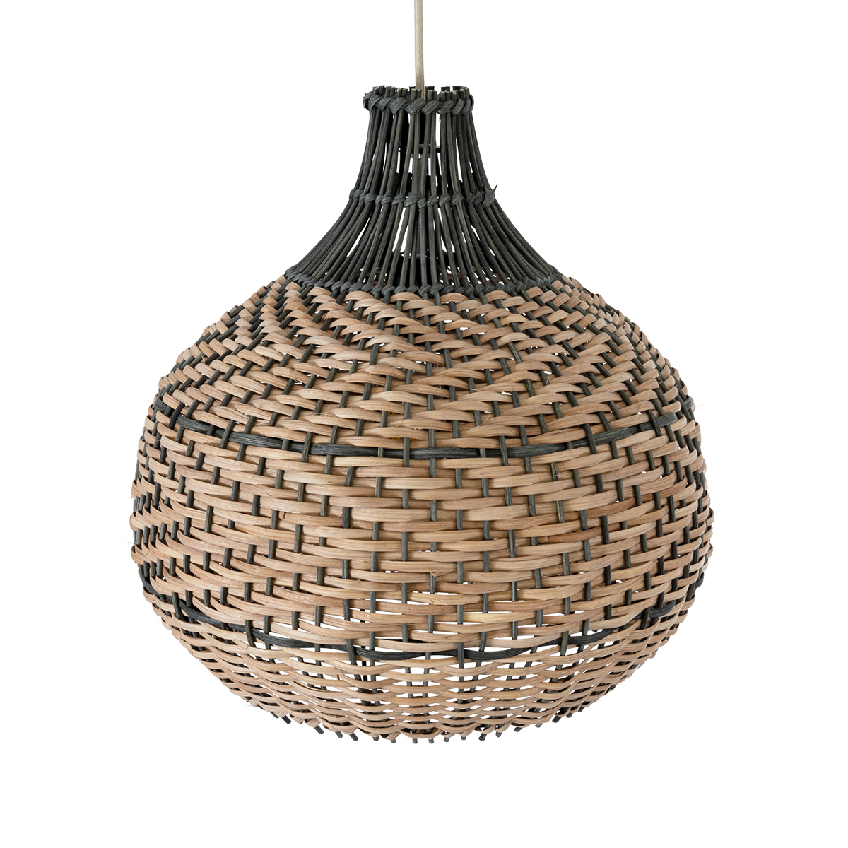 Seychelles Glint® Boho Κρεμαστό Φωτιστικό Οροφής Μονόφωτο 1 X E27 Ac220-240V Ip20 - Φ40 X Υ40Cm - Μπεζ Με Καφέ & Χακί Ξύλινο Μπαμπού Πλέγμα