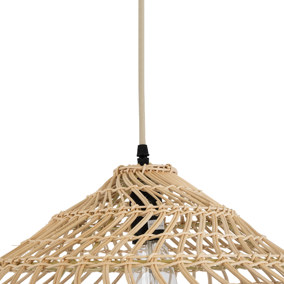 Kaia Glint® Boho Κρεμαστό Φωτιστικό Οροφής Μονόφωτο 1 X E27 Ac220-240V Ip20 - Φ60 X Υ20Cm - Μπεζ Ξύλινο Μπαμπού Πλέγμα