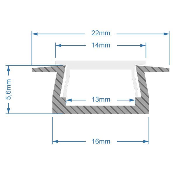 Recess-Profile Glint® Προφίλ Αλουμινίου - Βάση & Ψύκτρα Ταινίας Led Με Λευκό Γαλακτερό Κάλυμμα - Χωνευτή Χρήση - Πατητό Κάλυμμα - Ασημί - 1 Μέτρο - Μ100 X Π2.2 X Υ0.7Cm