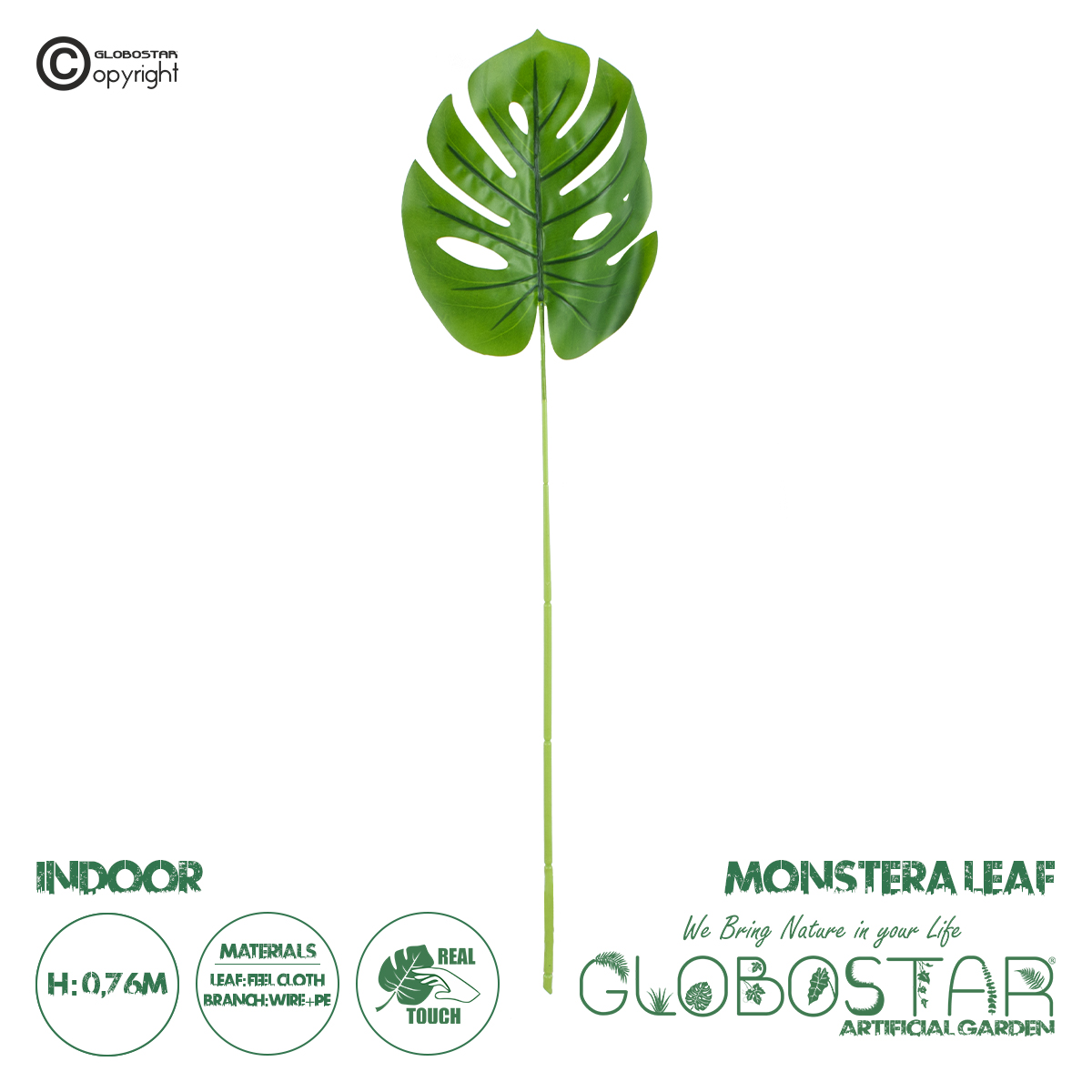 Τεχνητός Κήπος Monstera Leaf Glint® Τεχνητό Διακοσμητικό Φύλο Μονστέρας Π16 X Υ76Cm