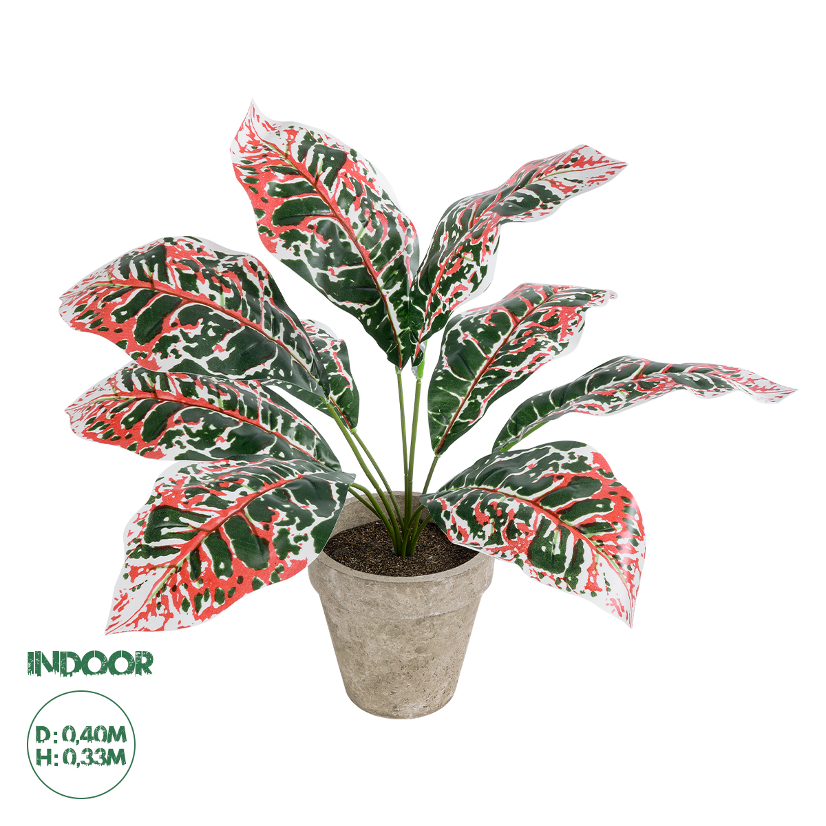 Τεχνητός Κήπος Red Aglaonema Potted Plant Glint® Διακοσμητικό Φυτό Κόκκινο Αγλαόνημα Φ40 X Υ33Cm