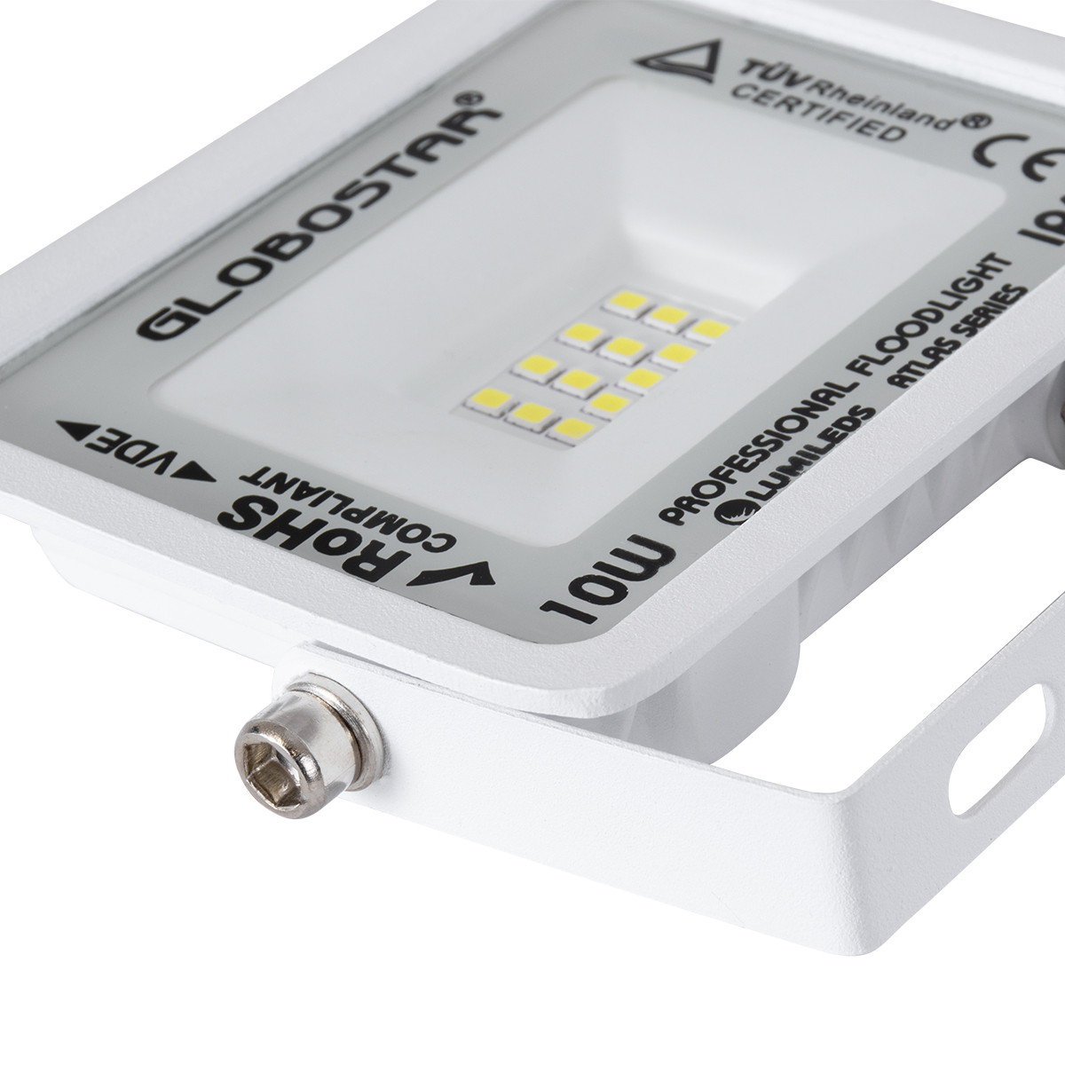 Atlas Glint® Επαγγελματικός Προβολέας Led 10W 1250Lm 120° Ac 220-240V - Αδιάβροχος Ip67 - Μ10 X Π2 X Υ8Cm - Λευκό - Ψυχρό Λευκό 6000K - Lumileds Chips - Tüv Rheinland Certified