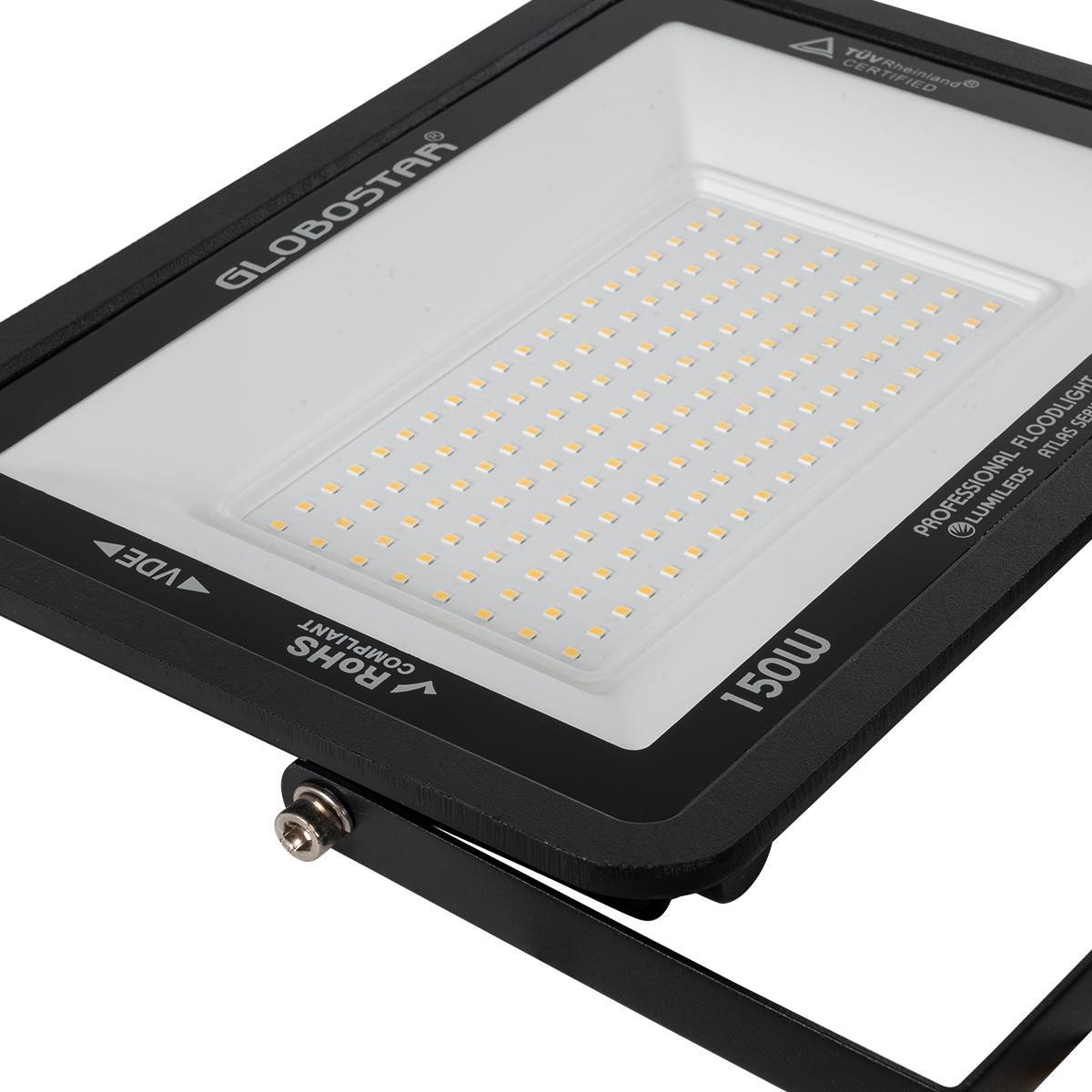 Atlas Glint® Επαγγελματικός Προβολέας Led 150W 17250Lm 120° Ac 220-240V - Αδιάβροχος Ip67 - Μ32 X Π4 X Υ23Cm - Μαύρο - Θερμό Λευκό 2700K - Lumileds Chips - Tüv Rheinland Certified