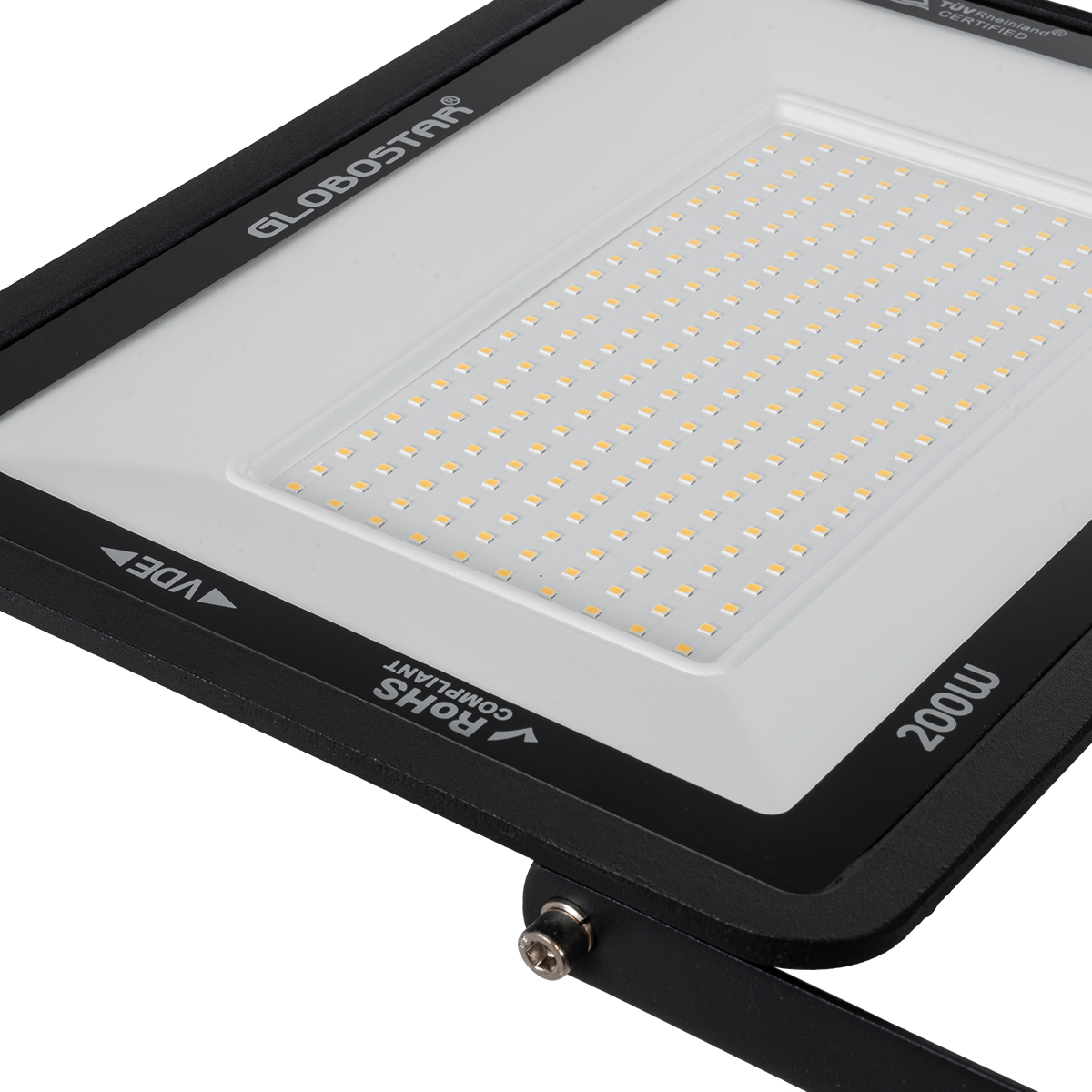 Atlas Glint® Επαγγελματικός Προβολέας Led 200W 23000Lm 120° Ac 220-240V - Αδιάβροχος Ip67 - Μ38 X Π4 X Υ28Cm - Μαύρο - Θερμό Λευκό 2700K - Lumileds Chips - Tüv Rheinland Certified