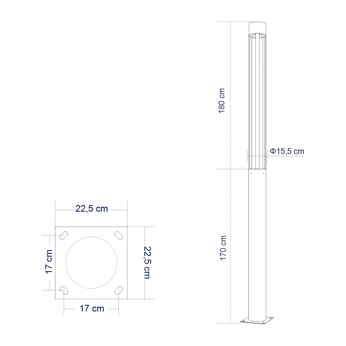 Cancun Glint® Urban Light Φωτιστικό Πάρκου - Πλατείας - Κήπου Ύψους 3.5 Μέτρων Led 40W 5440Lm 60° Ac100-240Vac Ip67 Ik09 - D15.5 X H350Cm - Anthracite Grey - Φυσικό Λευκό 4000K - Lumileds - Mean Well Driver