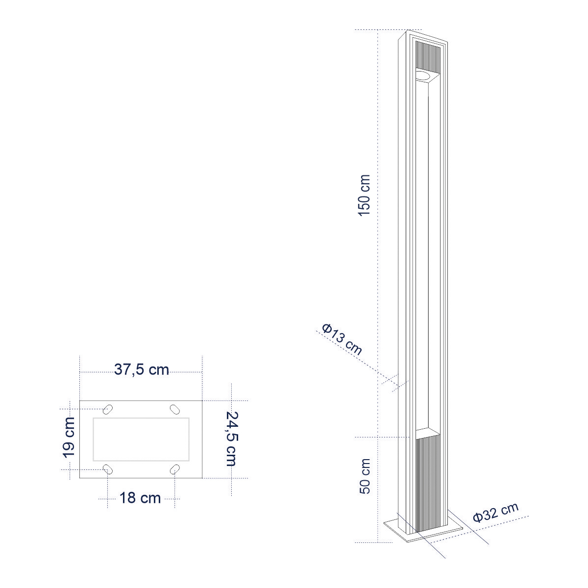 Merida Glint® Urban Light Φωτιστικό Πάρκου - Πλατείας - Κήπου Ύψους 2 Μέτρων Led 40W 5440Lm 60° Ac100-240Vac Ip67 Ik09 - Μ32 X Π13 X Υ200Cm - Anthracite Grey - Φυσικό Λευκό 4000K - Lumileds - Mean Well Driver