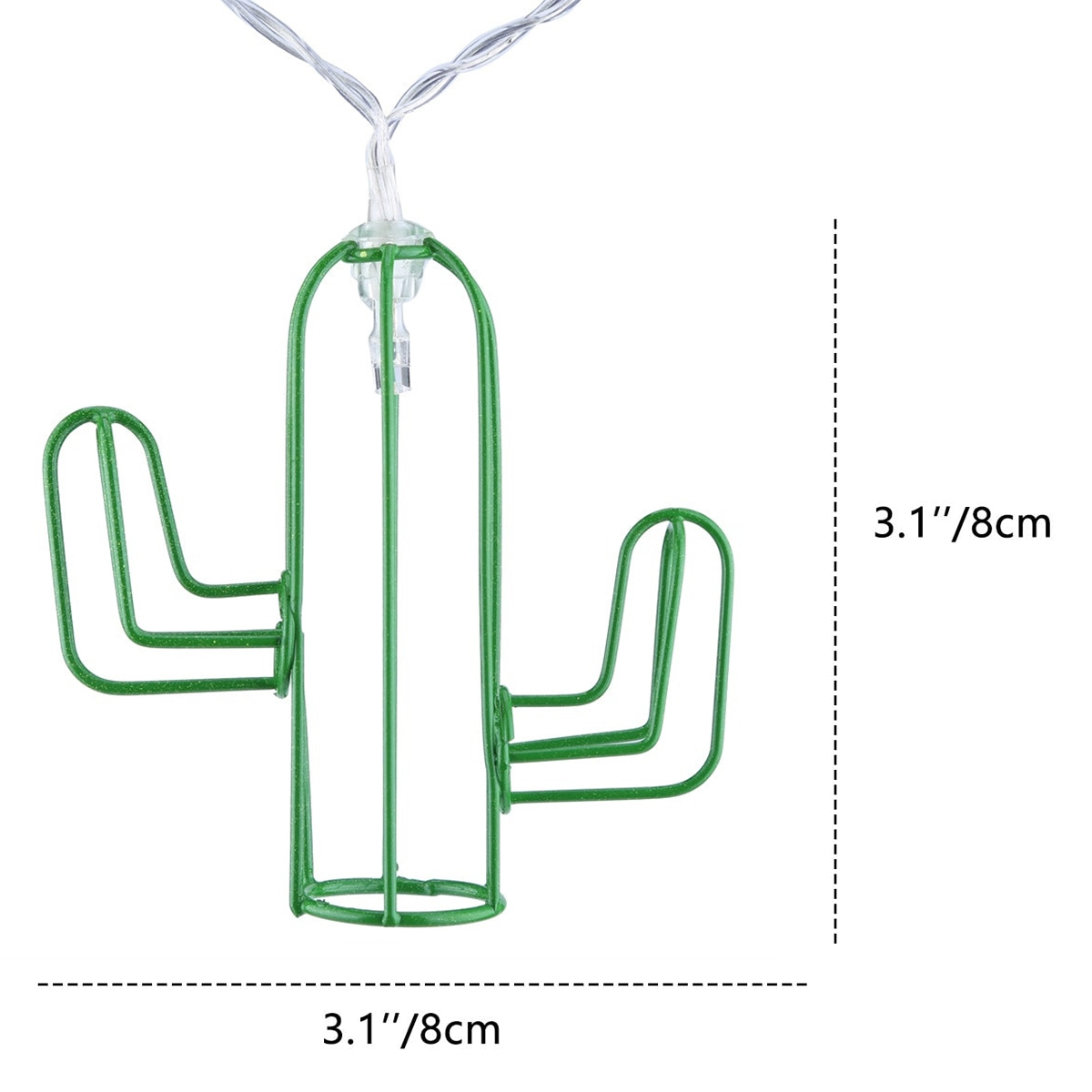 Glint® Διακοσμητική Γιρλάντα Green Cactus 3 Μέτρα Με Διακόπτη On/Off - 20 Led 2W Με Μπαταρίες 2Xaa & Διάφανο Καλώδιο Ip20 Ψυχρό Λευκό 6000K Μ3M