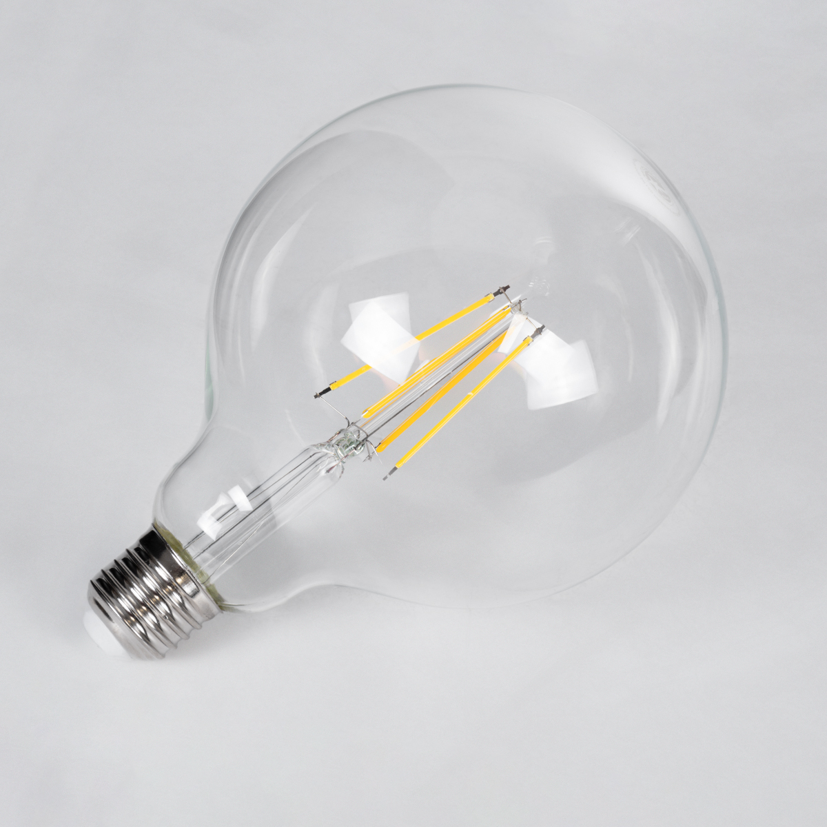 Glint® Λάμπα Led Long Filament E27 G125 Γλόμπος 8W 800Lm 360° Ac 220-240V Ip20 Φ12.5 X Υ18Cm Θερμό Λευκό 2700K Με Διάφανο Γυαλί - Dimmable