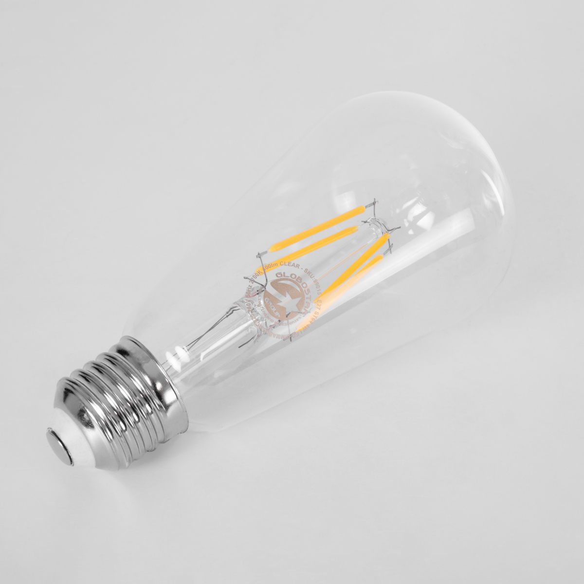 Glint® Λάμπα Led Long Filament E27 St64 Αχλάδι 4W 400Lm 360° Ac 220-240V Ip20 Φ6.4 X Υ14Cm Θερμό Λευκό 2700K Με Διάφανο Γυαλί Dimmable